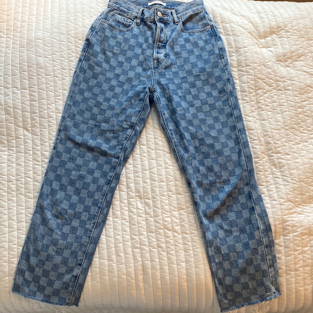 Pacsun high rise straight jeans with checkered pattern